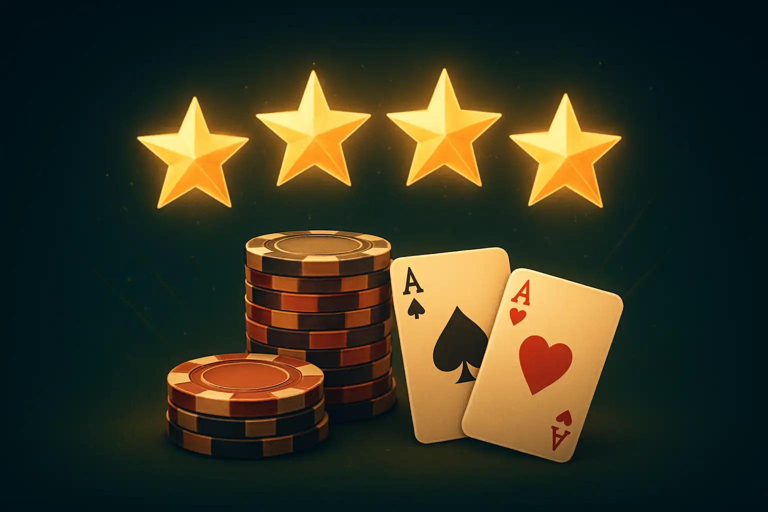 Gwiazdki oceny i żetony kasynowe symbolizujące recenzję SansCasino