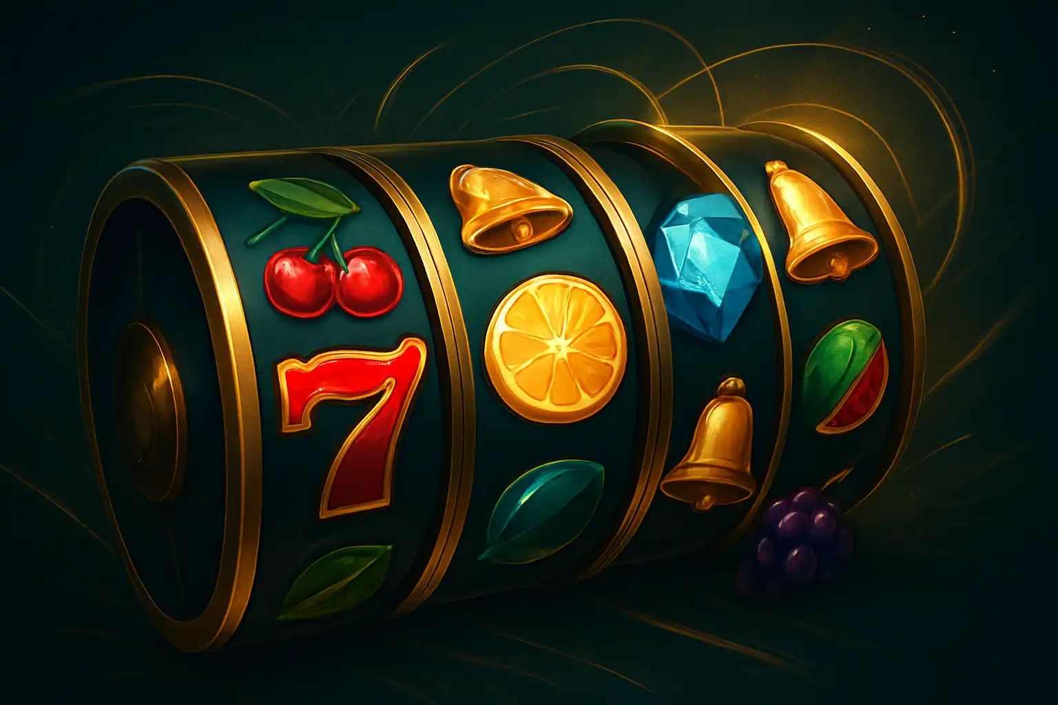 Kolaż slotów online dostępnych w SansCasino z symbolami owoców i diamentów